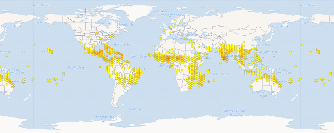 Prodotto da OpenStreetMap per GBIF the Global Biodiversity Information Facility